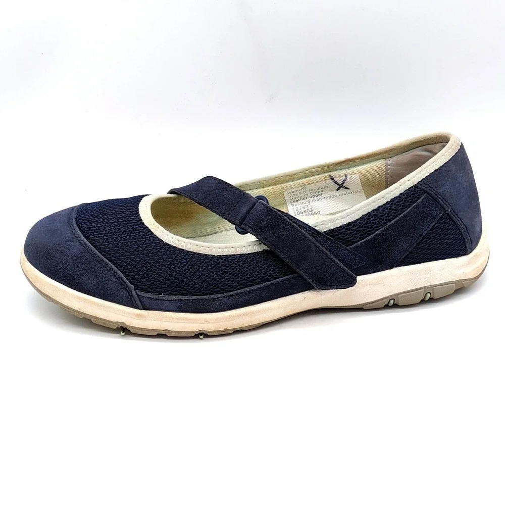 Duluth Trading Co Shoes Womens Blue 9.5‎ Leather Mary Jane Hook Loop Comfort